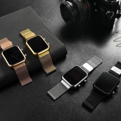 China LED Display Large Size Stainless Steel Digital Rectangular Mens Watch Sports Fashion Men Watches LED Electronic Luxury Watch for sale