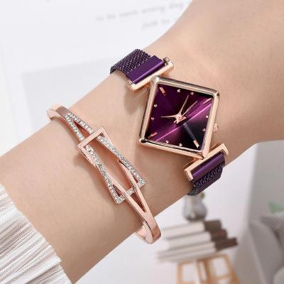 China Luxury fashion stainless steel brand watch women diamond shape simple quartz crystal rose gold women for watch luxury for sale