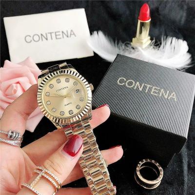 China Top Luxury Brand Day/Date Women Watches High Quality Stainless Steel Business Shape Gold Casual Women's Quartz Wristwatches Gift Clock for sale