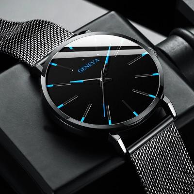 China 2022 Fashion Military Minimalist Ultra Thin Men Watches Simple Stainless Steel Mesh Belt Quartz Military Luxury Men's Brand Watch for sale