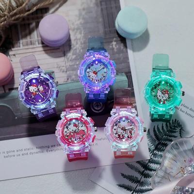 China Colorful Cartoon LED Lights Children Watch Candy Color Cute Kitten Student Watch Women Wristwatches Kids Quartz Wristwatch Toy Gift for sale