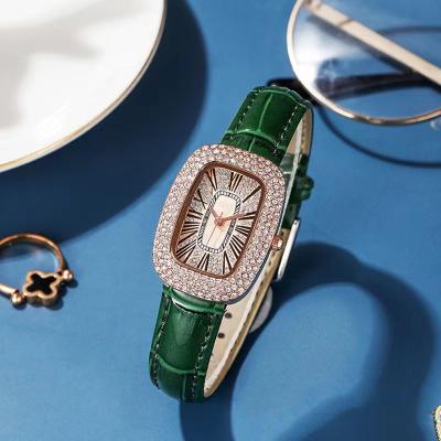 China Luxury Popular Watch For Women Diamond Glitter Watch Women Fashion Baguette Small Dial Casual Small Dial Brand Quartz Leather Watches for sale