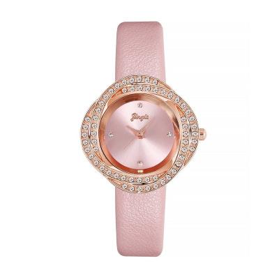 China Popular Luxury Watch For Ladies Multi Color Leather Petal Dial Quartz Watch Women Shape Casual Sports Diamond Brand Luxury Women Wristwatches for sale