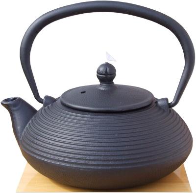 China Sustainable Cast Iron Zen Ripple Tea Pot Kettle Black 0.4 Liters - A One Person Teapot Japanese Style for sale