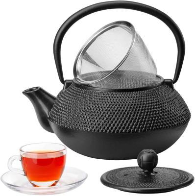 China Durable Cast Iron Teapot Tetsubin Japanese Style Black Noggin - 5 Cup Capacity - Stainless Steel Infuser Included for sale