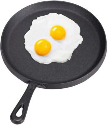 China Sustainable cast iron round griddle pan, frying pan saucepan, non stick coating, with handle and flat surface, 25x2cm for sale