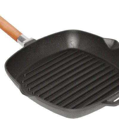 China Sustainable Saucepan 24, 26, 28 cm Cast Iron Grill Removable Handle Inductio for sale