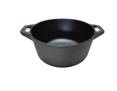 China Deep Metal Cast Iron Dutch Oven Pot with Vegetable Oil Coated with Double Handle for sale