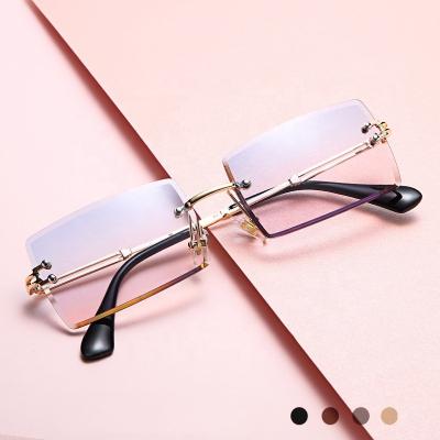 China Rimless Trendy Rimless Sunglasses 2022 Vintage Fashion Sunglasses Metal Sun Glasses Square Custom Made High Quality New Sun Glasses for sale