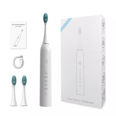 China Food Grade ABS+PC Home Use 5 Modes Tooth Cleaner Automatic Rechargeable Waterproof Electric Toothbrush IPX7 Sonic Toothbrush With LED Light for sale