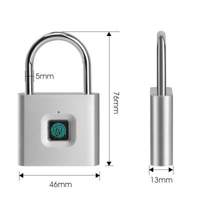 China Keyless Security Lockout Rechargeable Portable Fingerprint Smart Padlock Quick Open Zinc Alloy Smart Biometric Fingerprint Padlock for sale