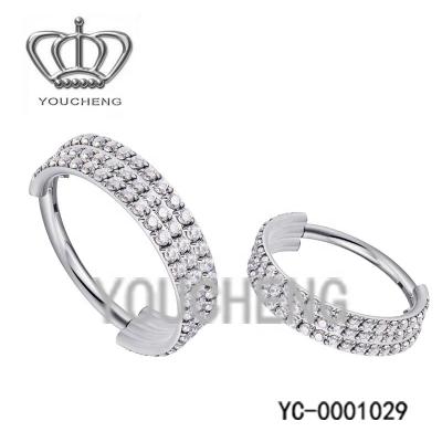 China ATSM F136 CZ Higned Trendy Titanium Ring Segment Clicker Piercing for sale