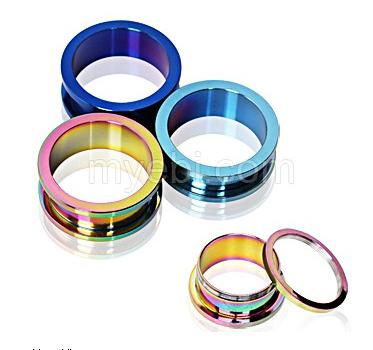 China Titanium Rainbow Titanium Screw Adjustment Ear Plugs Anodized Tunnels Gauges for sale