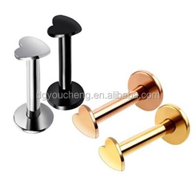 China Outwardly Popular Love Heart Shaped Gold Threaded Fake Labret Rings for sale