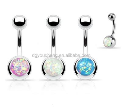 China Popular Fake Opal Steel Belly Ring for sale