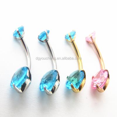 China Popular Wholesale 316l Surgical Stainless Belly Ring Body Piercing Jewelry With Gems for sale