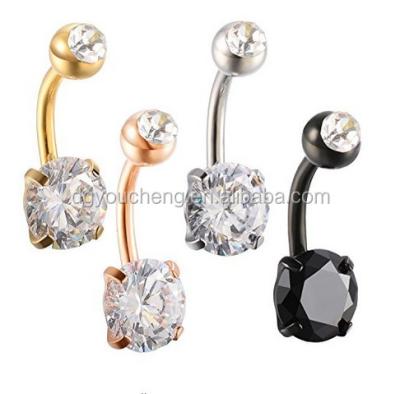 China Popular Beautiful Stainless Steel 14G Navel Rings Body Jewelry Piercing Zircon for sale