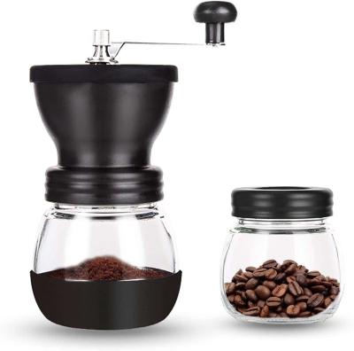 China Hot Selling Viable Manual Glass Container Coffee Bean Grinder With Two Jars for sale