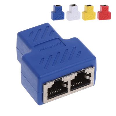 China PCB RJ45 Cat6 Female RJ45 Lan Cable Extension Coupler Extender 1 to 2 Ways Network Cat5e 1 to 2 Port Ethernet Adapter Splitter for sale