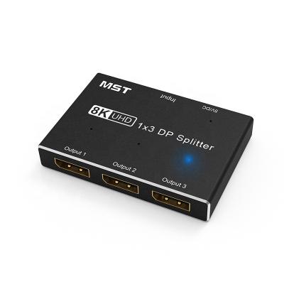 China 1x3 Display Port Socket Display Port x3 Splitter DP MST Port Splitter To 3 Displayport Splitter 1 In 3 Out DP1.4 8K UHD for sale