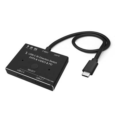 China Plug 1 in 2 out of USB-C Type-C Bi-direction switch splitter 2 in 1 out of hub 8K@30Hz 5K@60Hz 4K@120Hz support video signals PD for sale