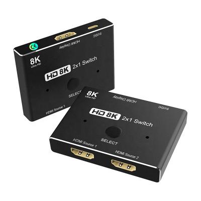 China Socket 2 Input 1 Output HDMI Switcher 2.1 Switcher 8K 2-In-1-Out 8K HDMI Video Changer for sale