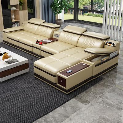 China (Other) Adjustable Luxury Leather Sofa Modern Simple European Leather Art Sofa Multifunctional Audio Leather Sofa for sale