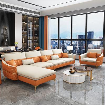 China Detachable Luxury Leather Modern Living Room Sofa Living Room Solid Wood Solid Wood Corner Italian Minimalist Sofa Set 7 Seats Sofa for sale