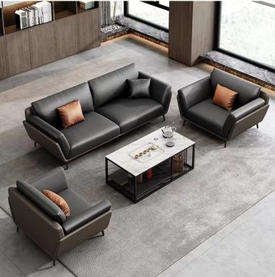 China Furniture Other) 2022 Living Room Sofas Business Reception Sofa Set Leather (Bomansha Factory Customization Office Sofa Adjustable Black for sale