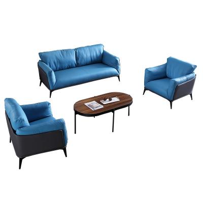 China Simple Modern Reception Room (Other) Adjustable Blue Office Sofa Coffee Table Combination Set Sofa for sale