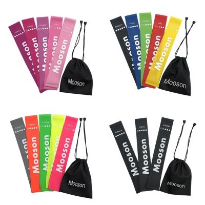 China Durable Gym Fitness Custom Printed Logo Yoga Stretch Band Latex Exercise Mini Loop Band Resistance Band Sets for sale