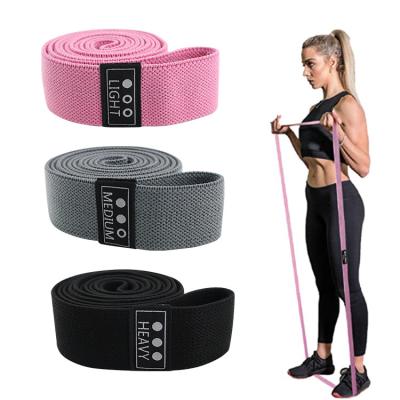 China Custom Logo Long Gym Exercise Workout Elastic Strength Yoga Fitness Power Cloth Resistance Band Set for sale