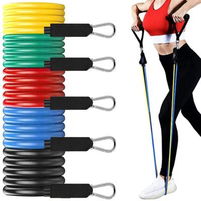 China Heavy Duty Fitness Tube 11pcs 150lbs Latex Resistance Band Set Wholesale Durable/Flexible/Waterproof Exercise Bands for sale