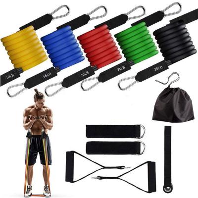 China Exercise Workout Band Set 11 Pcs Latex Tube Exercise Set Resistance Bands for sale