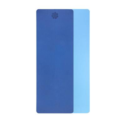 China Anti-Slip Exercise Home Workout Fitness Double Layer Blue Tape Yoga Mat for sale