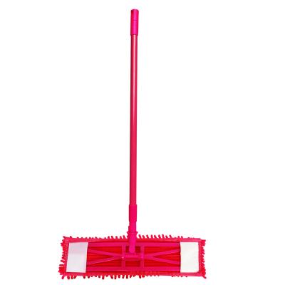 China Hot Selling Sustainable Microfiber Chenille Home Mop 360 Degree Rotating Iron Wooden Floor Flat Broom for sale