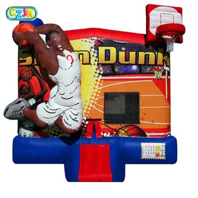 China 0.55mm PVC Tarpaulin Inflatable Sport Theme Plato Jumping Castle Bouncer Bouncy Bounce House With Basketball Hoop for sale