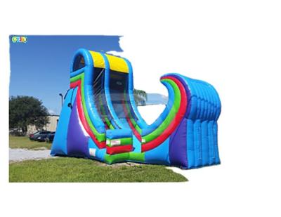 China 0.55mm thickness PLATO PVC tarpaulin cheap waterslide ramp rampage commercial inflatable water slide with pool for sale