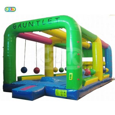 China 0.55mm PVC tarpaulin china commercial inflatable gauntlet plato ball house bounce game challenge ball wet or dry inflatable destruction game for sale for sale