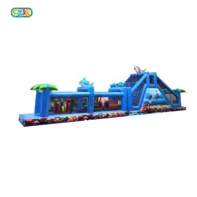 China 0.55mm PVC Tarpaulin Ocean Shark China Commercial Cheap Price Inflatable Obstacle Course Plato For Sale for sale