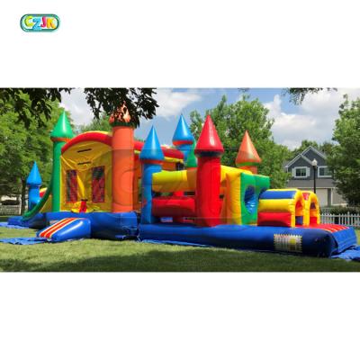 China 0.55mm PVC Tarpaulin Plato Cheap Kids Rainbow Commercial Inflatable Rainbow Obstacle Course For Sale for sale