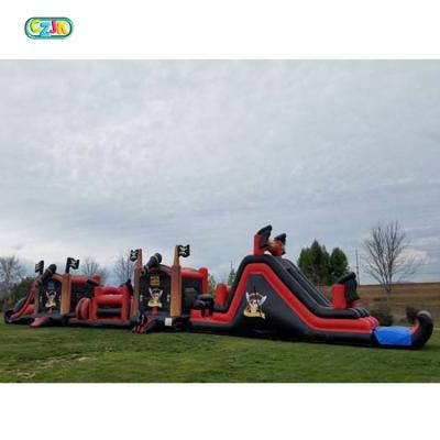 China 0.55mm PVC Tarpaulin Plato Pirates Game Inflatable Bouncy Pirate Ship Obstacle Course Pirate Ship Obstacle Course for sale