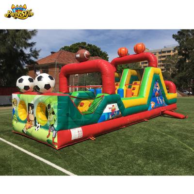 China high quality 0.55mm PVC tarpaulin PVC tarpaulin football sports helmet tunnel obstacle course inflatable obstacle course entrance for sale for sale