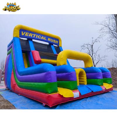 China 0.55mm PVC Tarpaulin Plato Cheap Waterslide Commercial Inflatable Rock Climbing Water Slide With Pool for sale