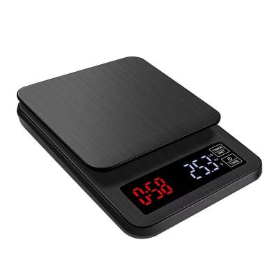 China Hotel Large LED Coffee Scale 3kg/5kg/10kg Electronic Digital Kitchen Scale USB Charging Black for sale