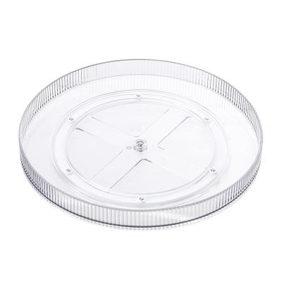 China Sustainable Lazy Susan Round Plastic Clear Rotating Turntable Organization Storage Container Bins for Kitchen Vanity Spinning Organizer for sale