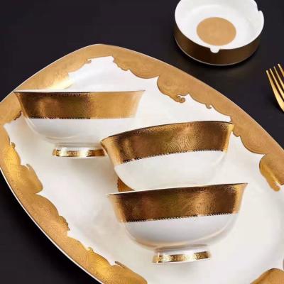 China Sustainable British Royal Style Liquid Gold Glazed Bone China Ceramic Dinnerware for sale