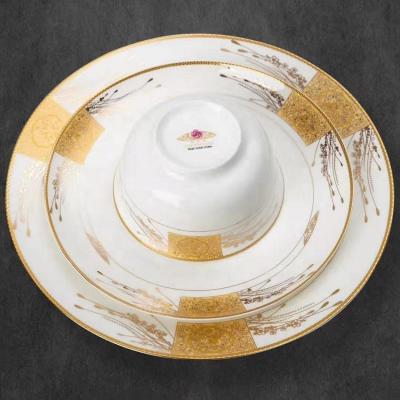 China Sustainable Luxury Glazed Ceramic Tableware Bone China Dinner Wares for sale