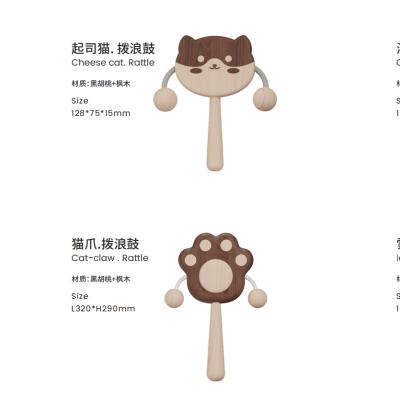 China JIA MU JIA Eco-Friendly Wooden Rattle Natural Color Solid Wood Baby Rattle Set Eco-Friendly Baby Rattles Toys for sale