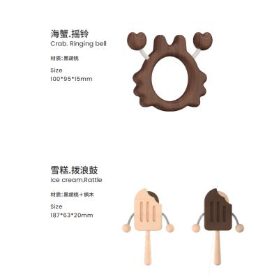 China JIA MU JIA Baby Rattle Eco-Friendly Toys Set Material Baby Rattle e0 Solid Wood Eco Friendly Wooden Rattle for sale